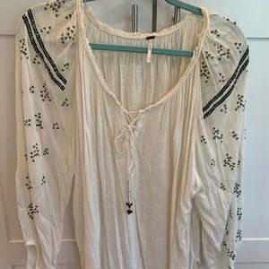 Free People Long Sleeve Beaded Shirt